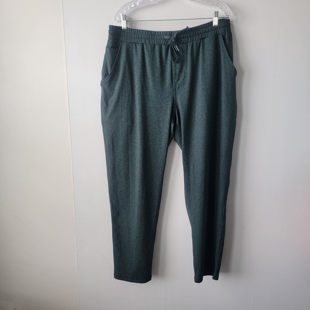 Quince women's Flowknit Mid-Rise Joggers pants size xl tie waist dark green